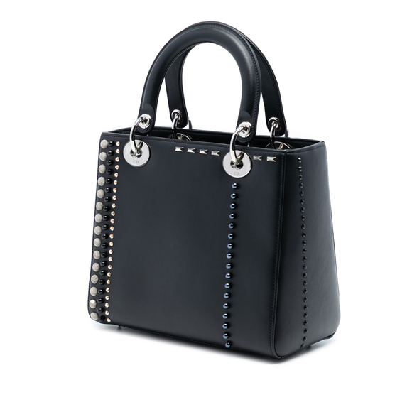 Pre-Loved Dior Medium Lambskin Studded Crystal Pearl Lady Dior - Picture 2 of 7